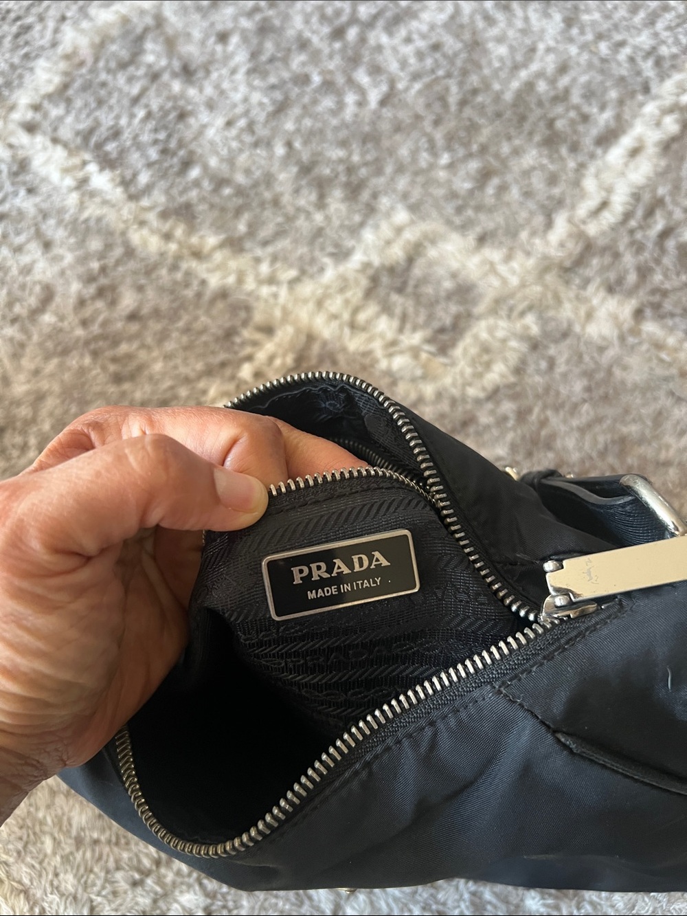 Prada Black Nylon Shoulder Hobo,no low ballers this is real one - Picture 4 of 8